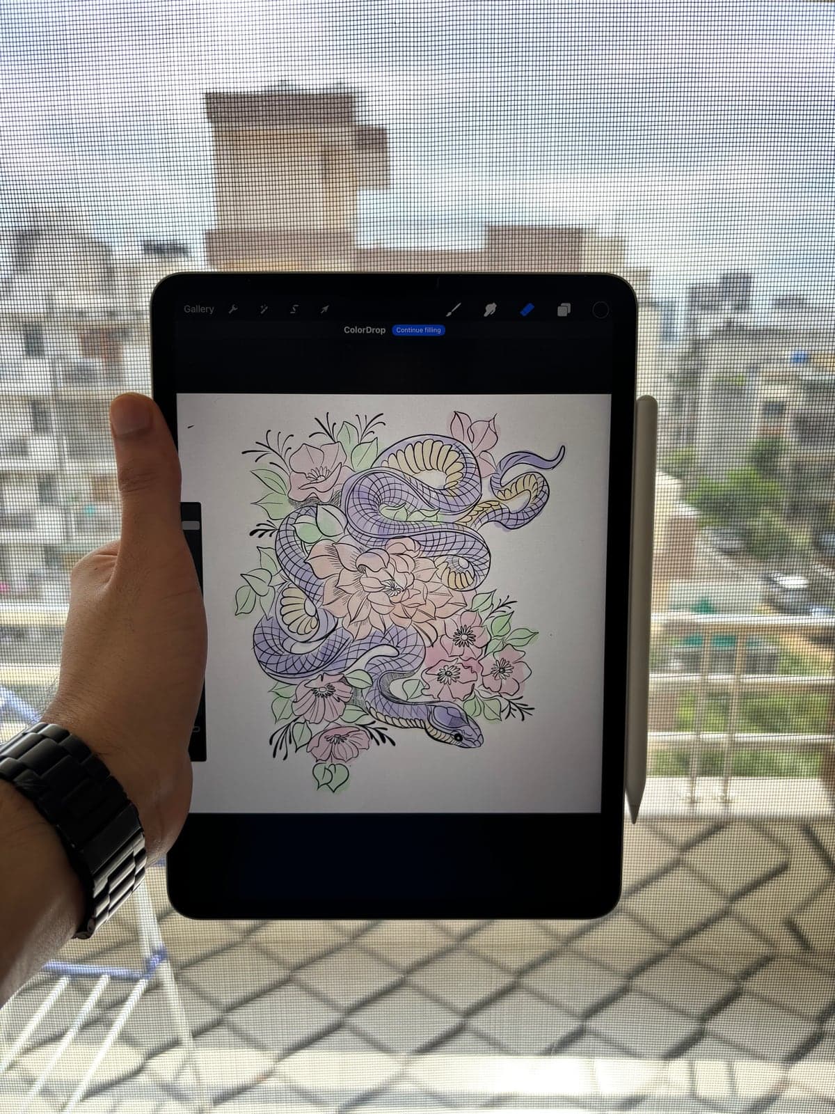 Snake and flowers