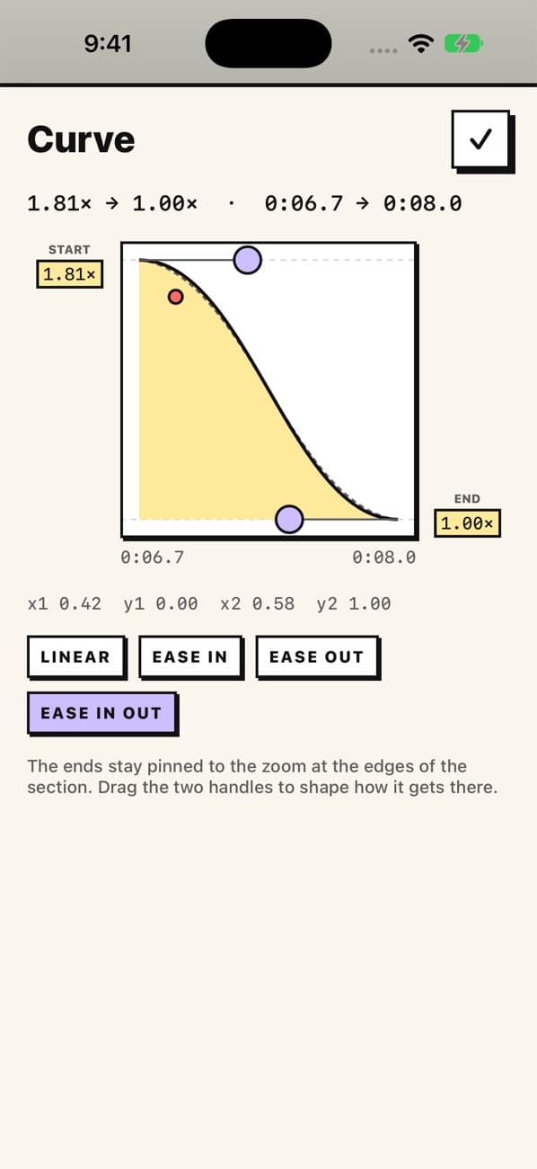 The zoom curve editor