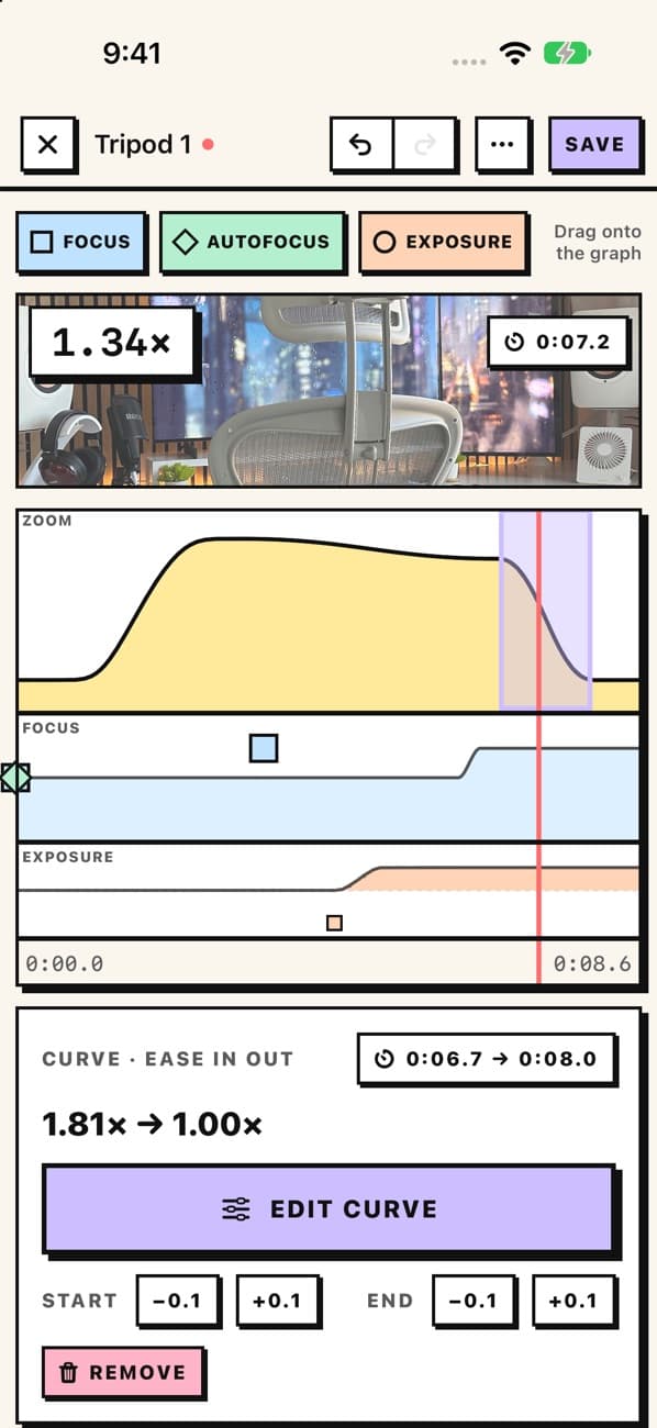 The rehearsal graph editor